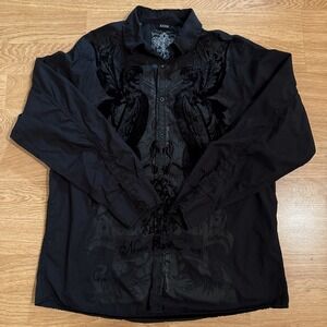 Roar Enough Excuses Shirt Mens 3XL Black Long Sleeve Button Down Never Back Down